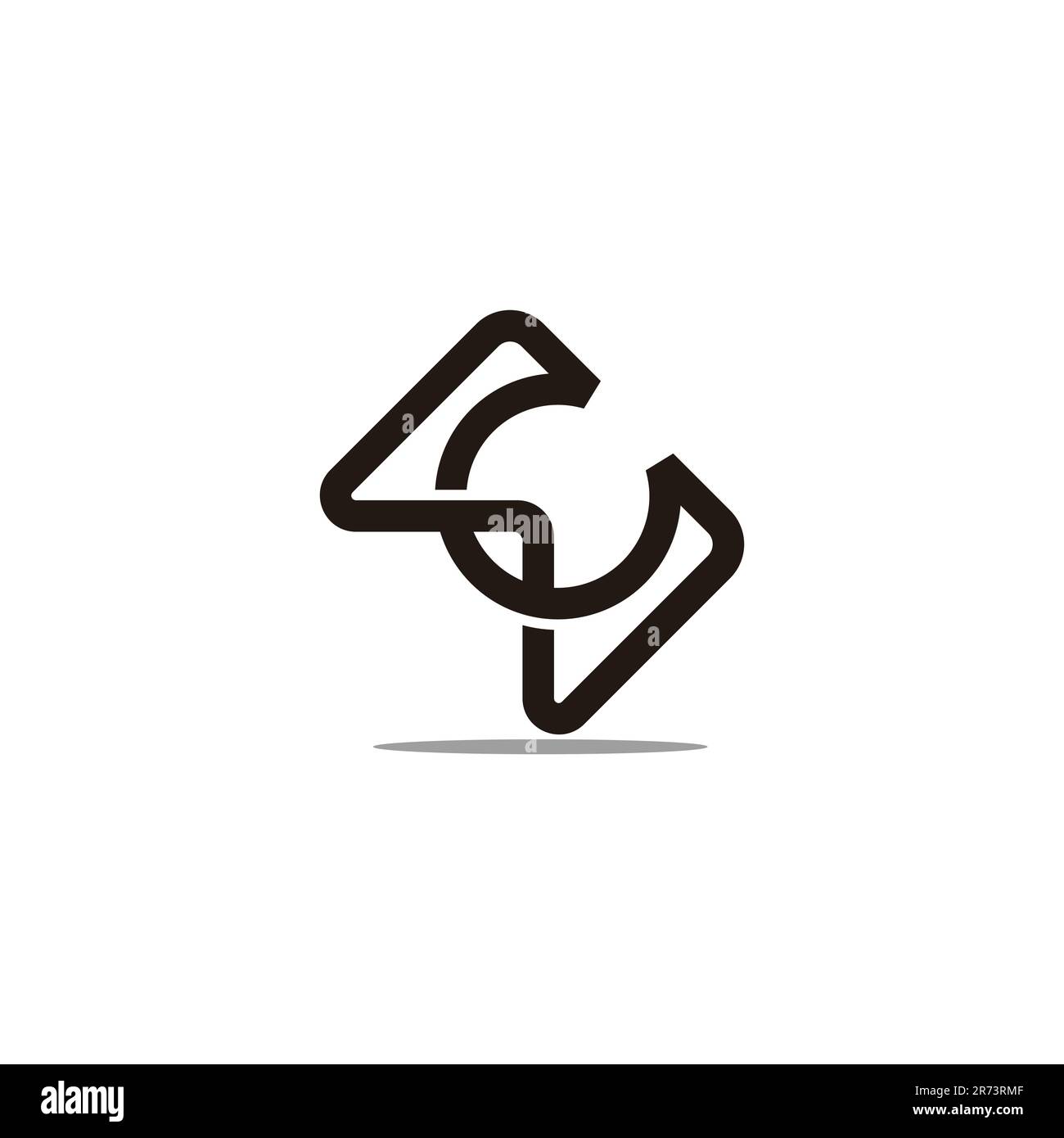 letter wc linked shadow simple logo vector Stock Vector