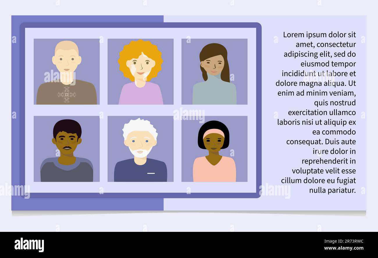 Online communication Zoom meeting poster template Video conference. Vector illustration