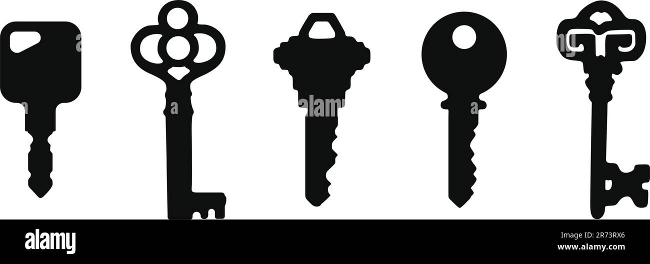 Key silhouette collection isolated vector illustration Stock Vector