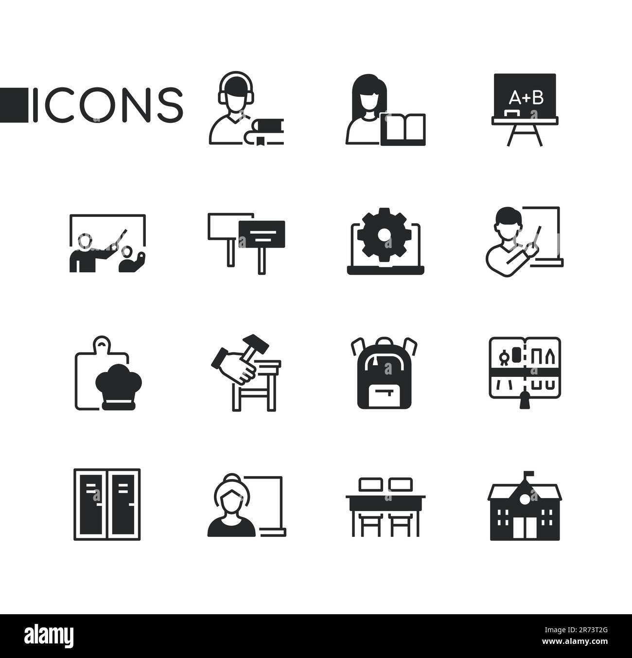 School and education - set of line design style icons Stock Vector ...