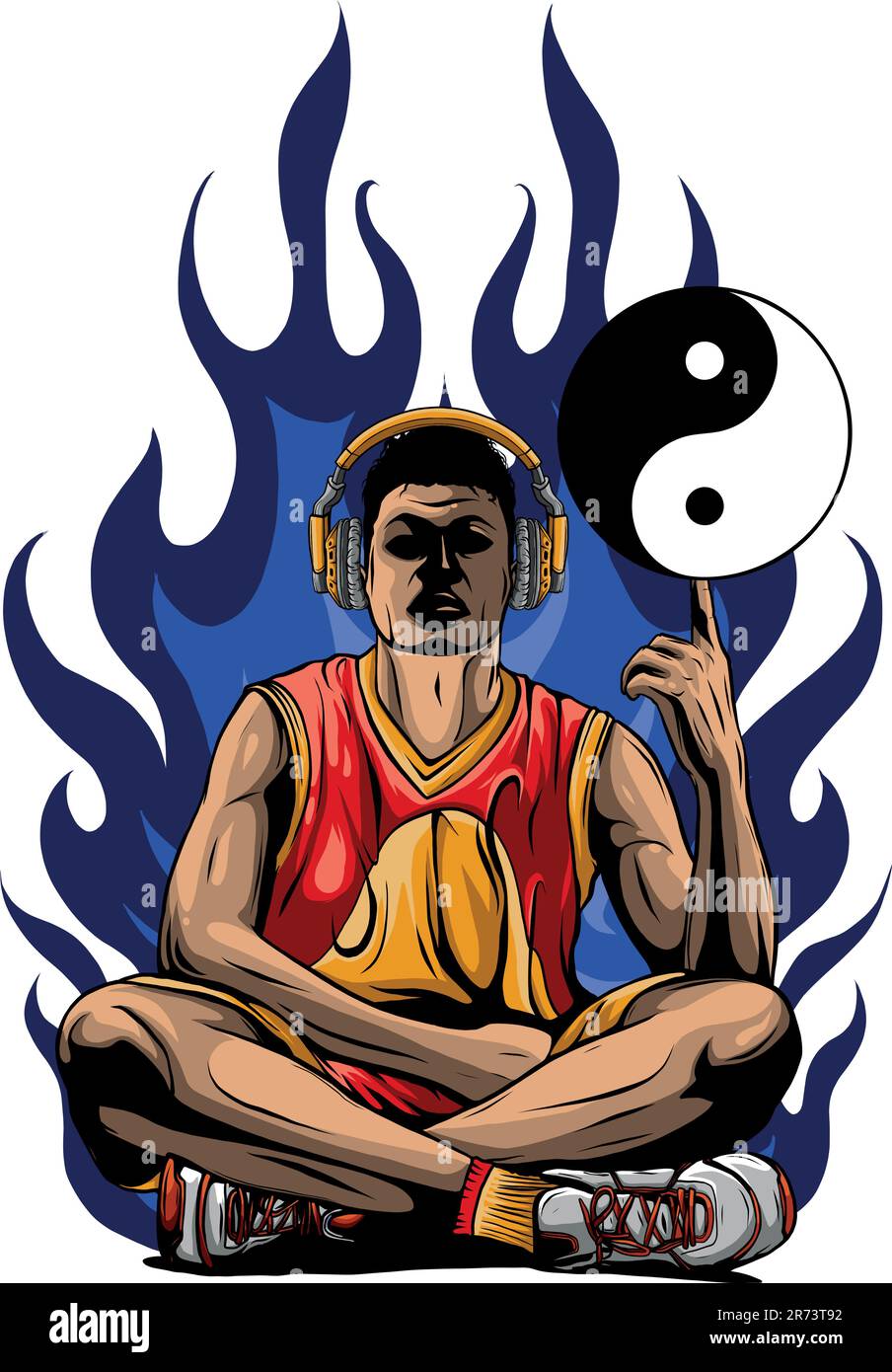 athlete with yin yang symbol vector illustration Stock Vector Image ...