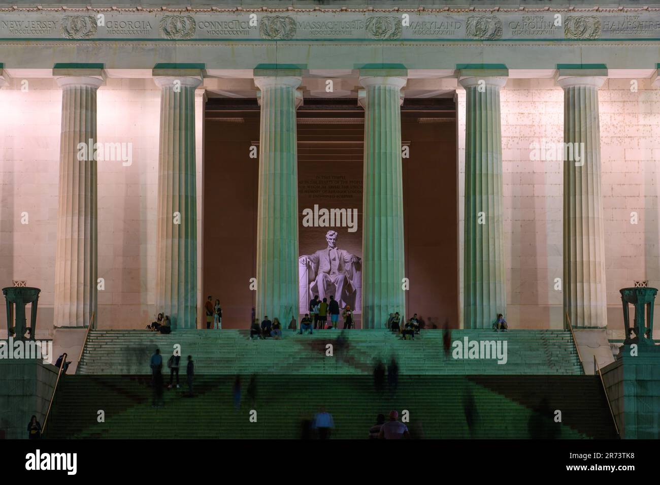 The Lincoln Memorial after dark in Washington DC Stock Photo