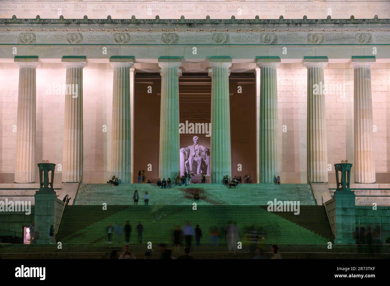 The Lincoln Memorial after dark in Washington DC Stock Photo