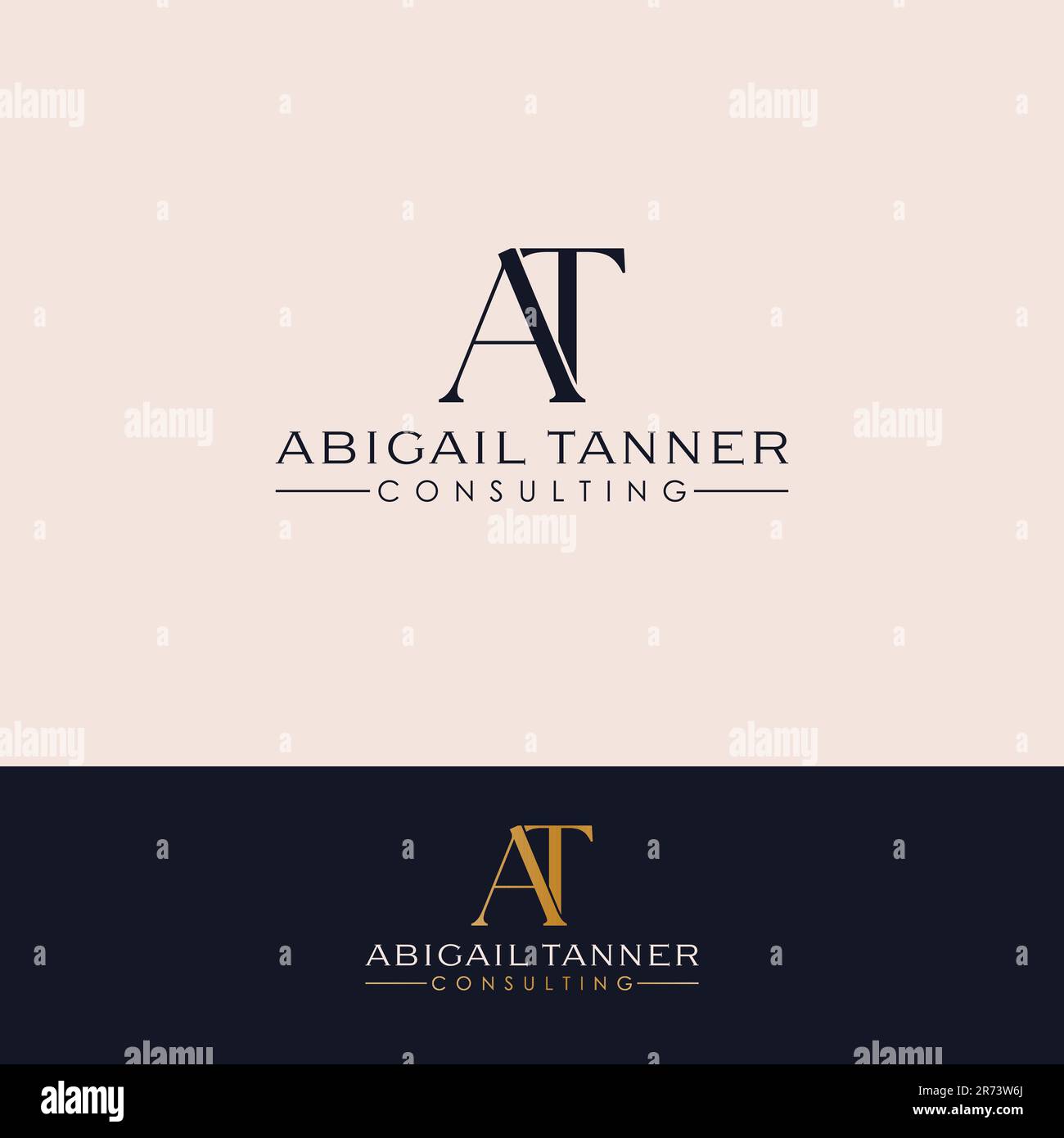 Abigail Tanner consulting vector logo design. AT initials logotype. Letters A and T logo template. Stock Vector