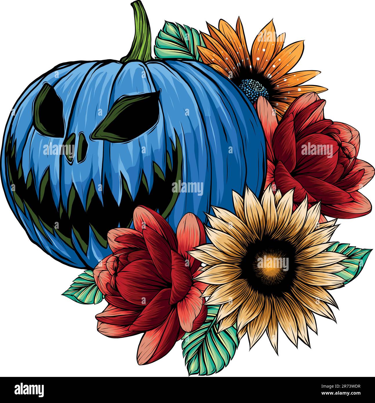 Halloween pumpkin in flat style vector illustration design Stock Vector ...