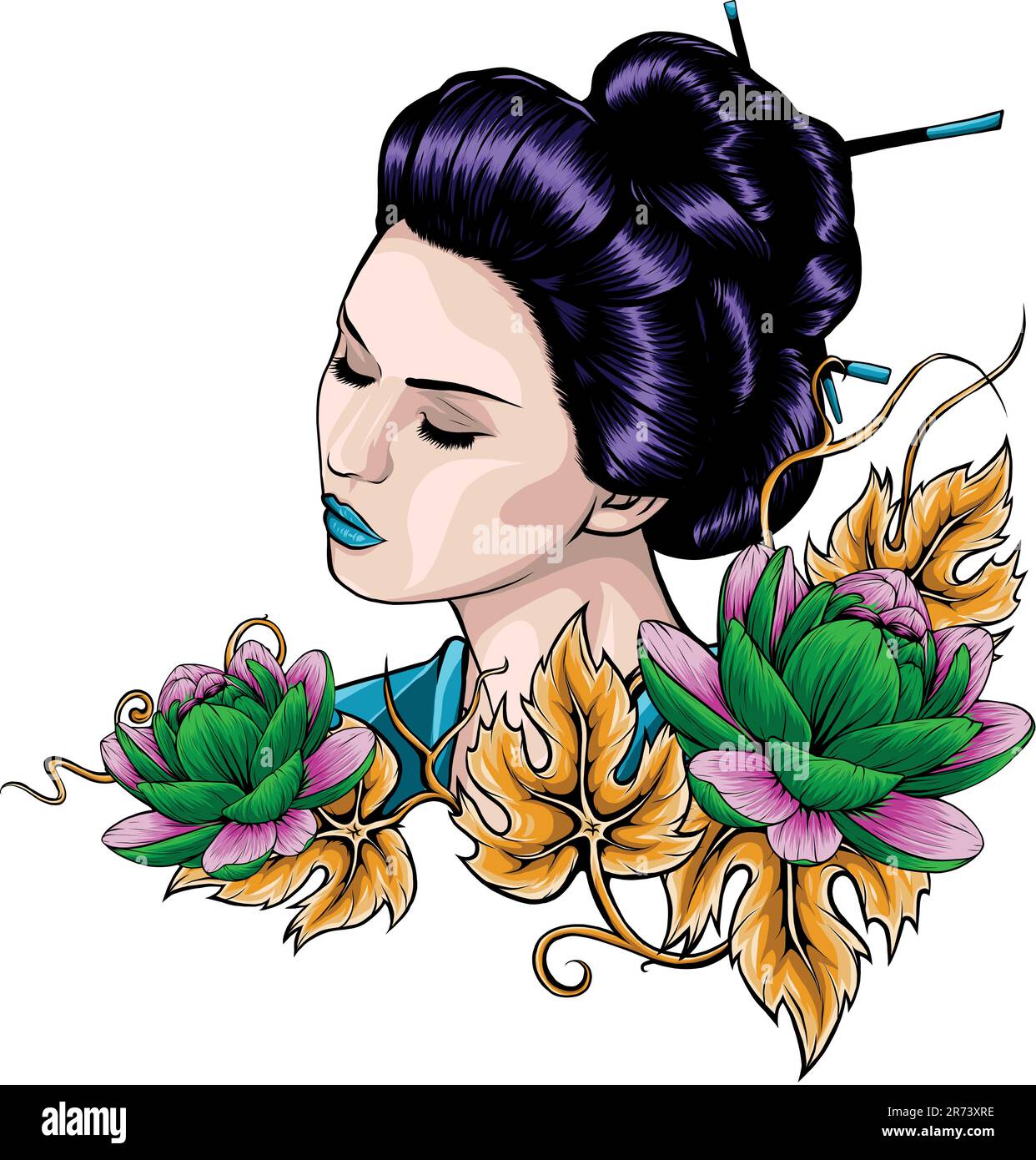 asian head woman Geisha vector illustration design Stock Vector