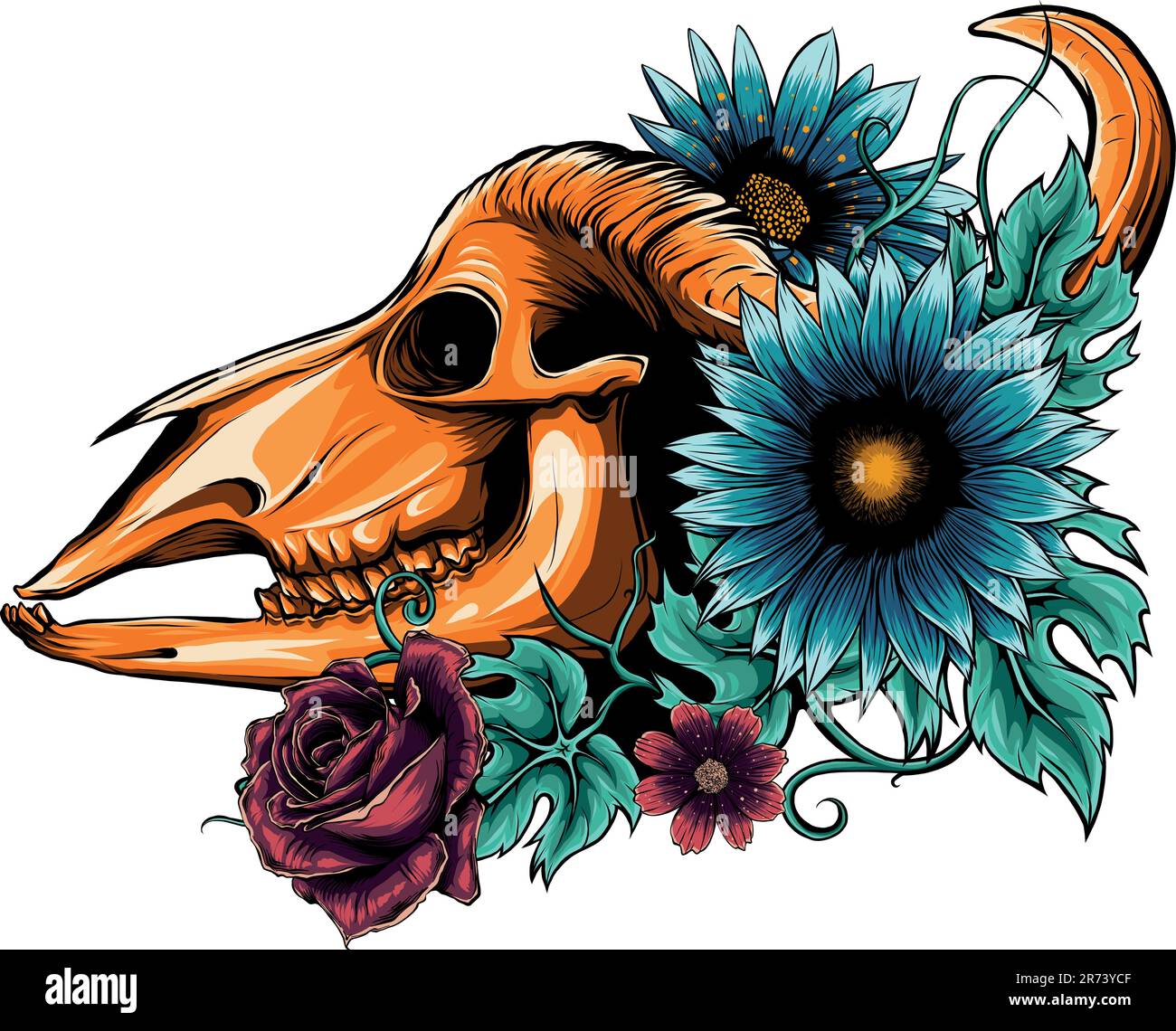 Bull skull with horns vector illustration design Stock Vector Image