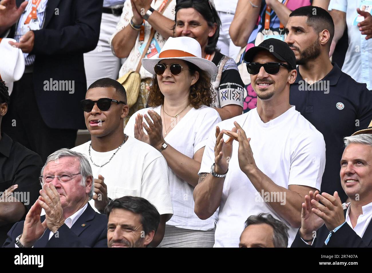 Zlatan Ibrahimovic and Kylian Mbappe during the French Open final, Grand  Slam tennis tournament on June 11, 2023 at Roland Garros stadium in Paris,  France. Photo Victor Joly / DPPI - Photo: