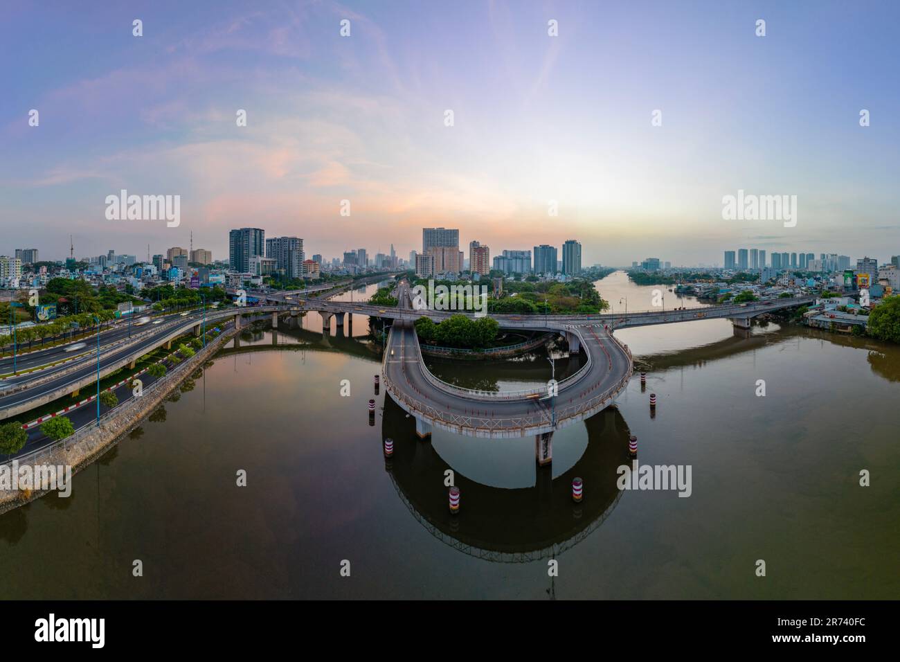 April 24, 2023: the scene of Nguyen Van Cu Bridge in Ho Chi Minh City, Vietnam Stock Photo