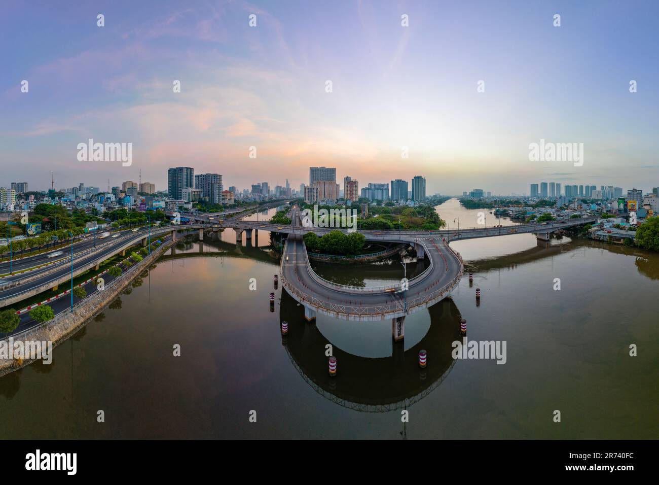 April 24, 2023: the scene of Nguyen Van Cu Bridge in Ho Chi Minh City ...