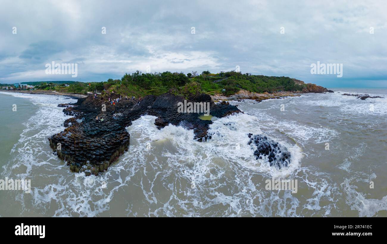 panorama of rocky cliffs in Tuy An district, Phu Yen province, Vietnam Stock Photo