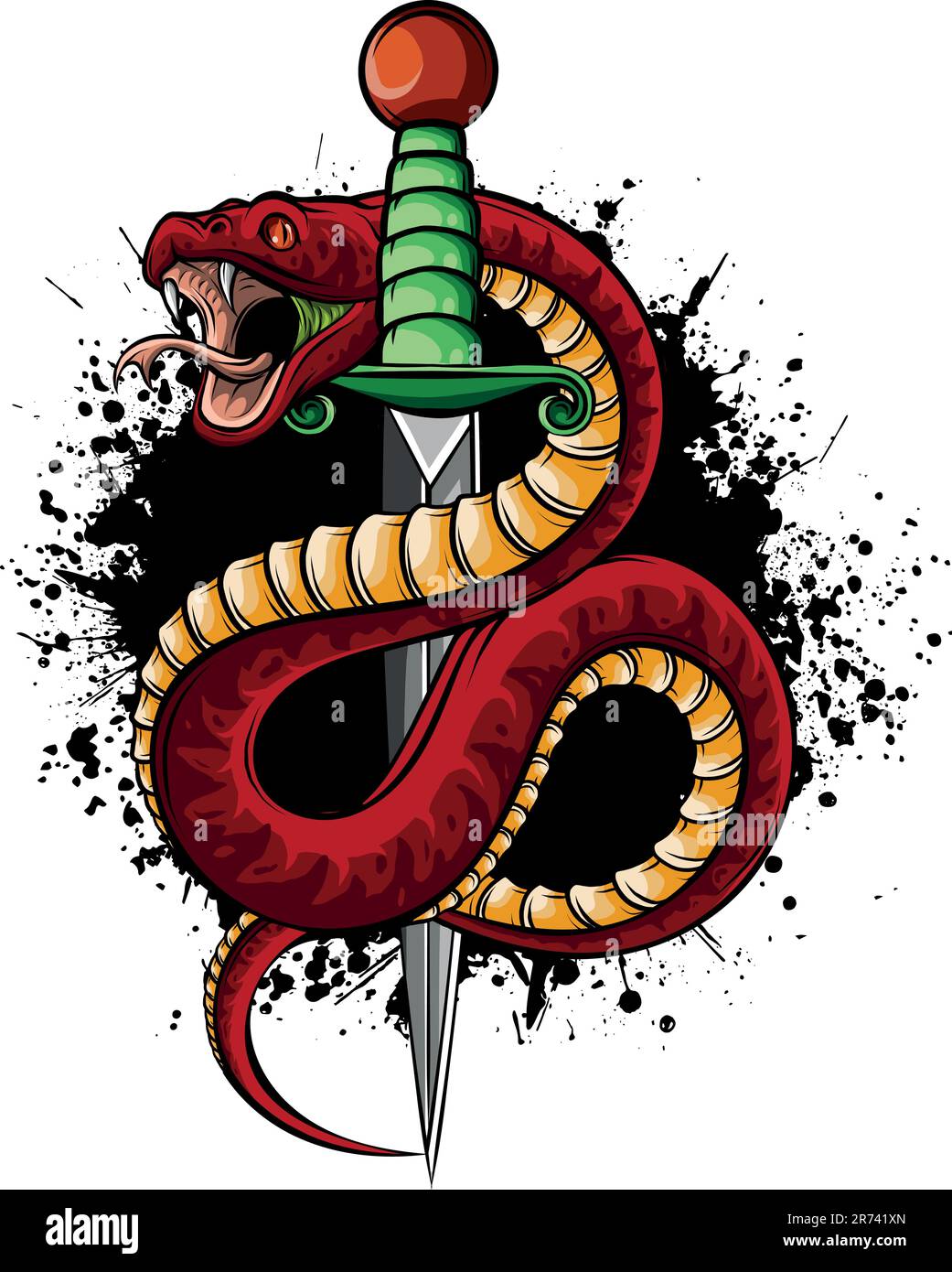 Colorful hand drawn vector illustration of snake Stock Vector Image
