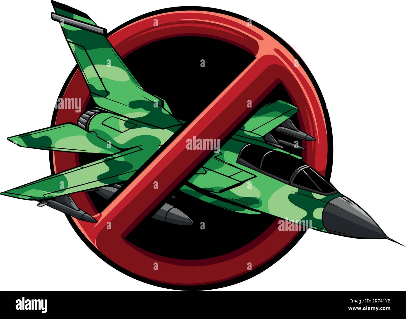 Vector illustration of Cartoon Military Jet Fighter Plane. Stock Vector