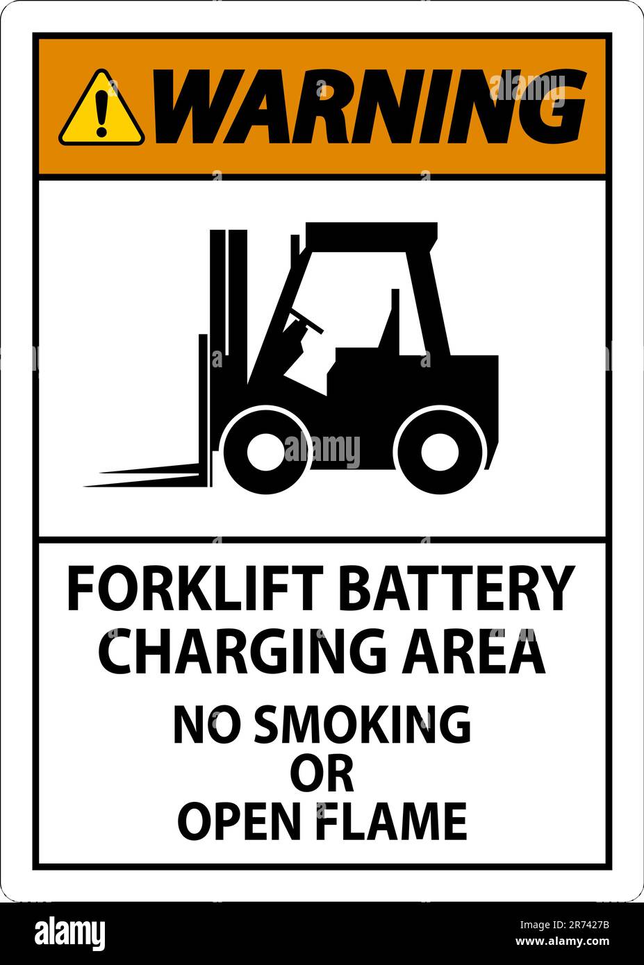 Warning Sign Forklift Battery Charging Area, No Smoking Or Open Flame