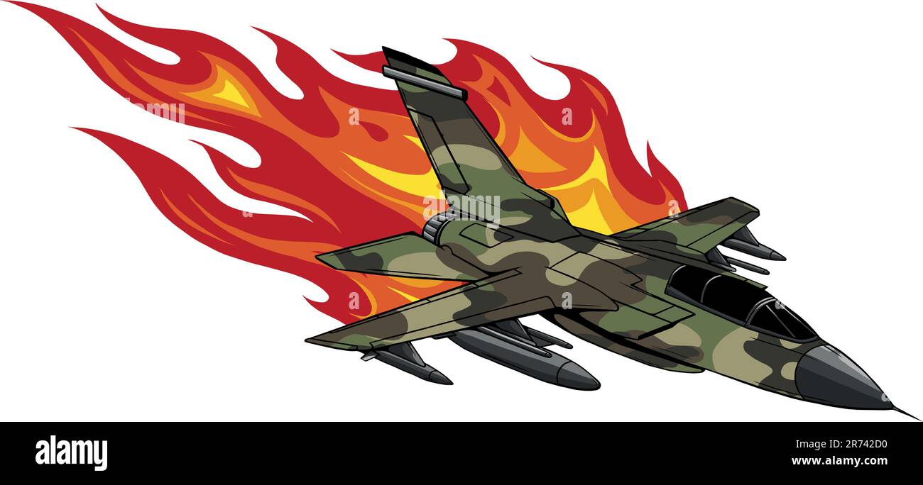 Vector illustration of Cartoon Military Jet Fighter Plane. Stock Vector