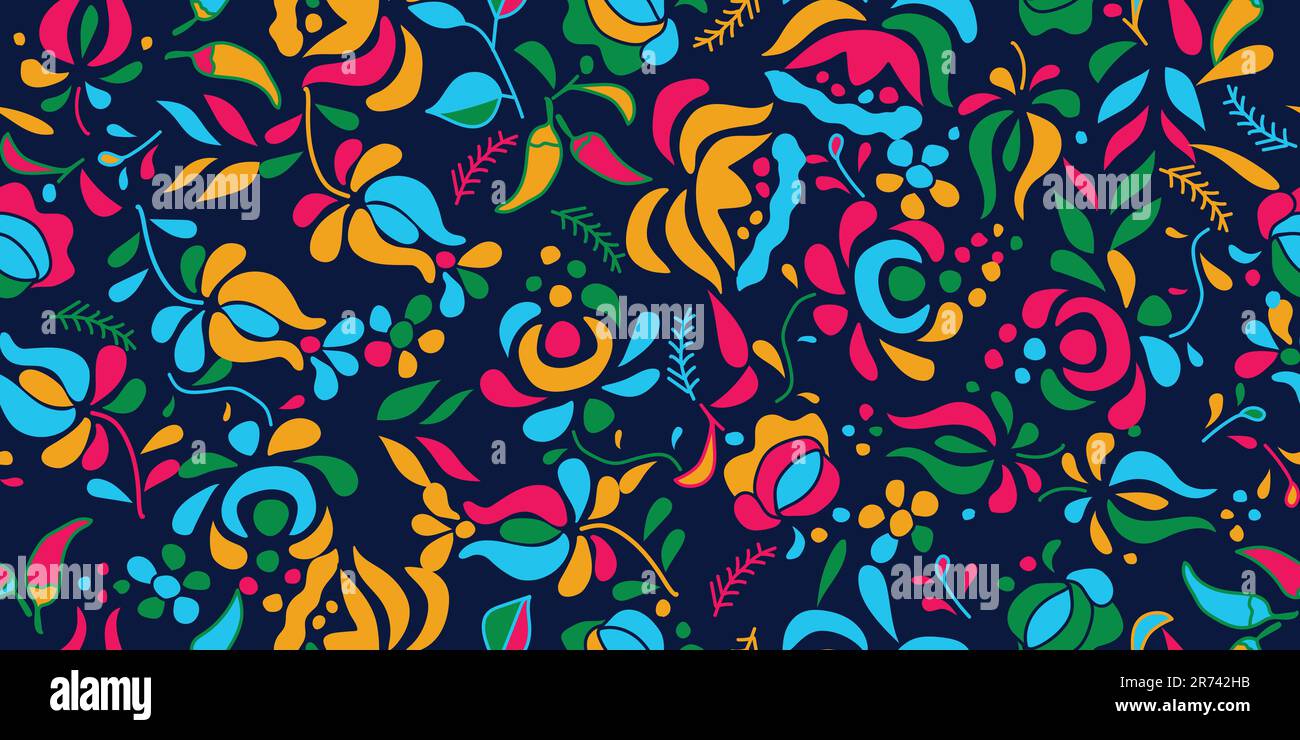 Mexican folk floral seamless pattern. Seamless vintage background