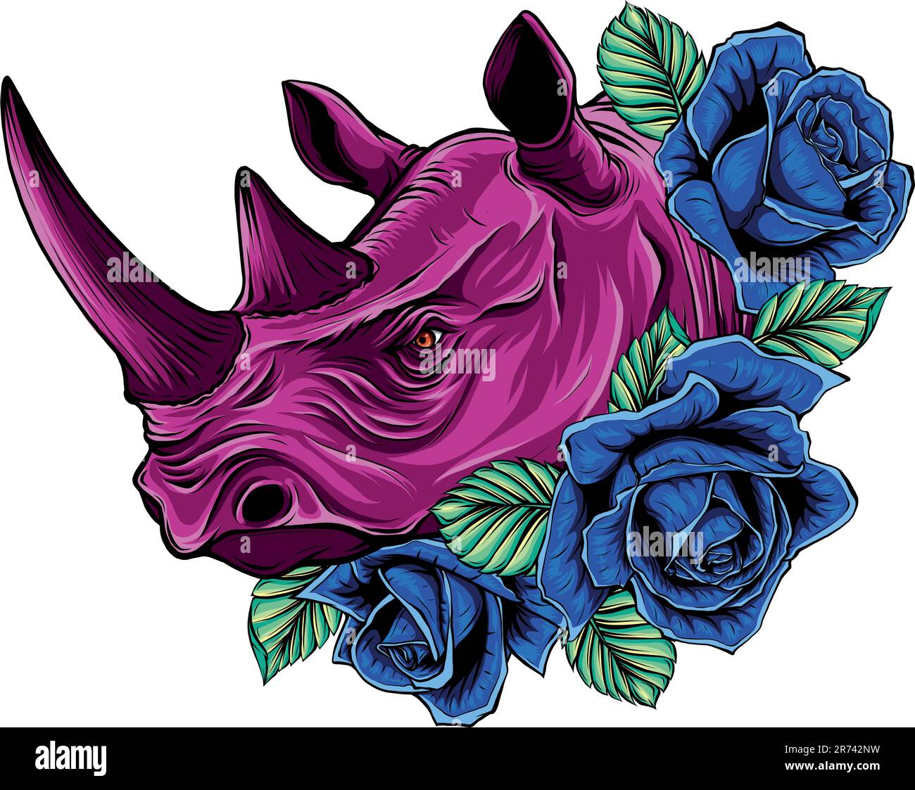 coloful head rhino. vector illustration design draw Stock Vector Image ...