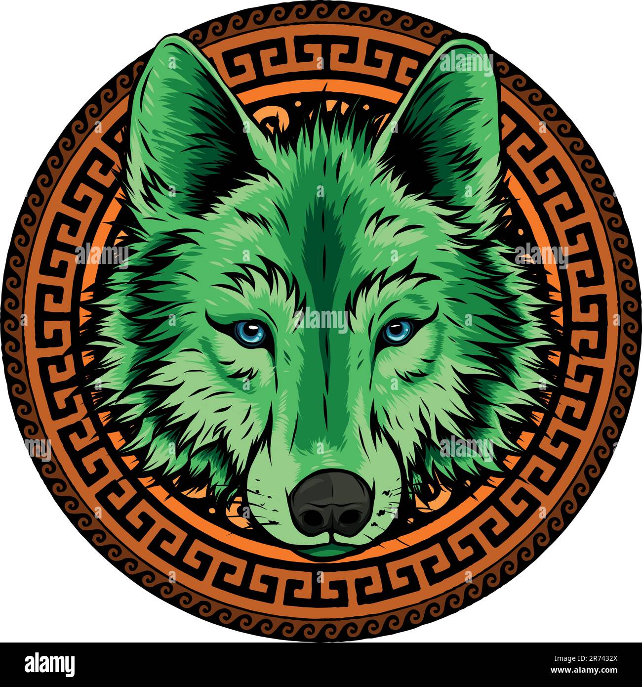 colored wolf head mascotn vector illustration design Stock Vector Image