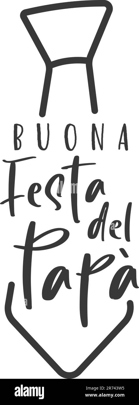 Happy father's Day lettering in Italian (Buona Festa del Papà) and tie. Vector illustration Stock Vector
