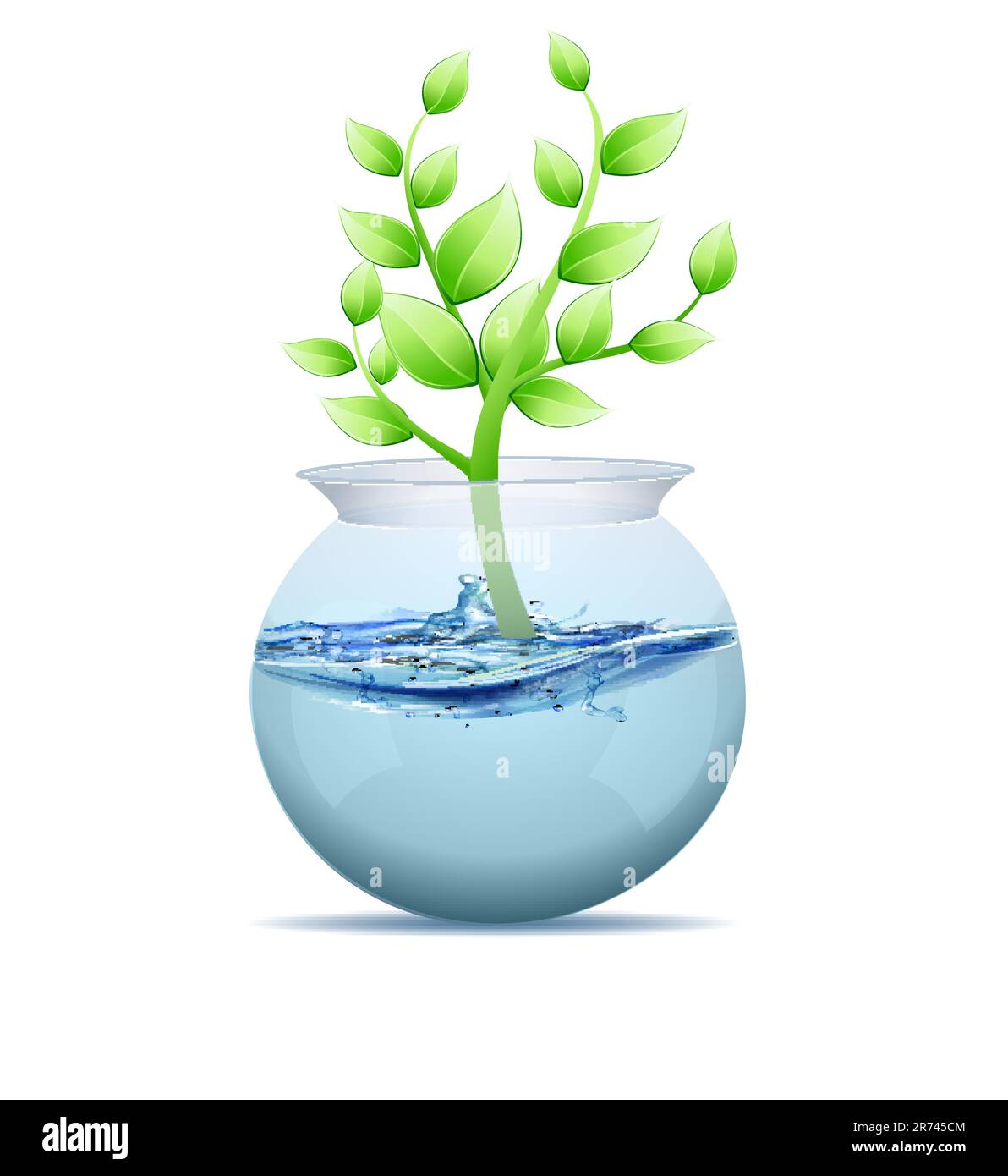 illustration of tree in water tank on isolated background Stock Vector