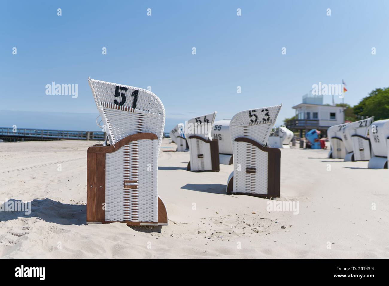 Beach chairs on the beach of Kühlungsborn on the German Baltic coast ...