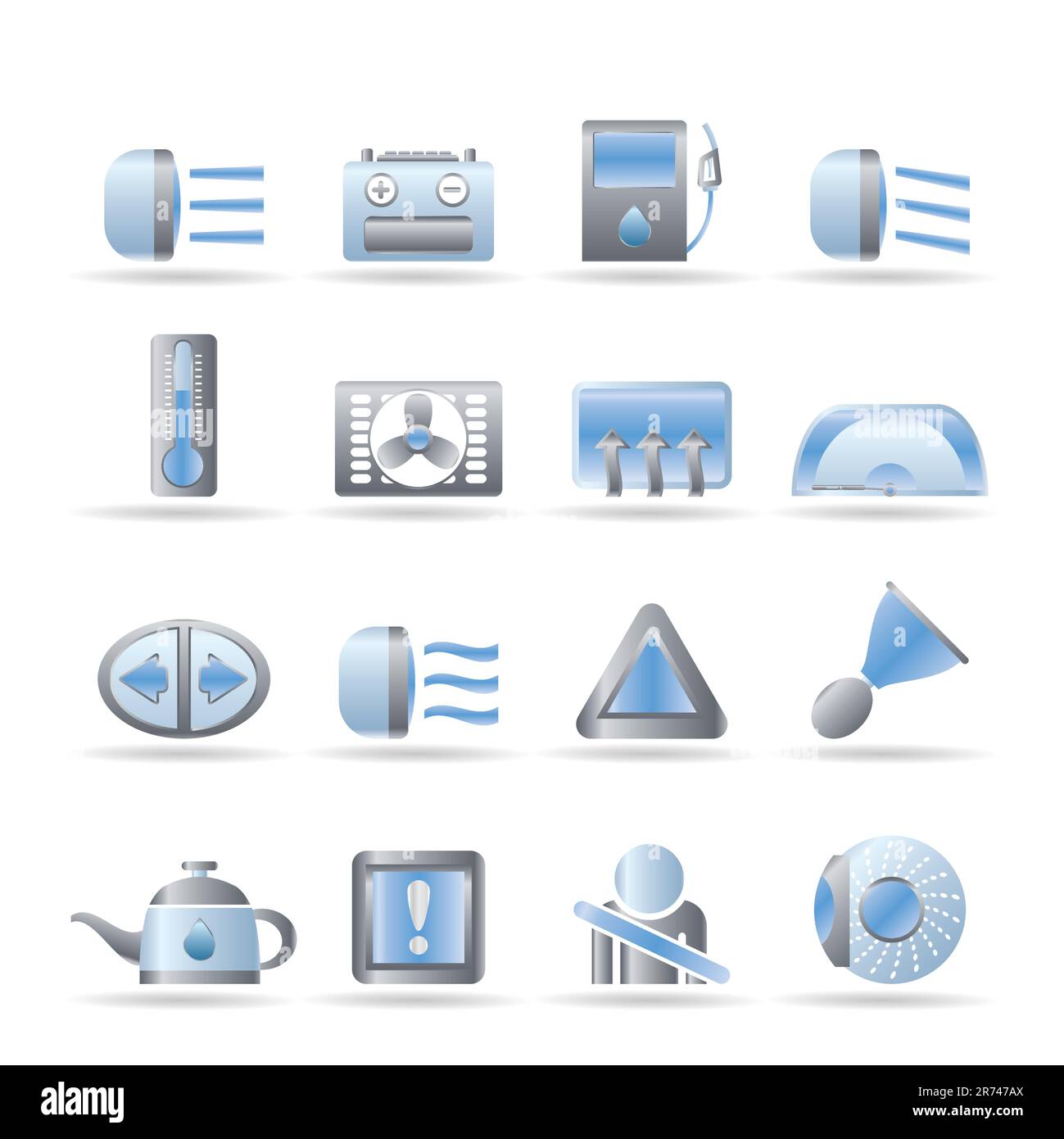 Car Dashboard - realistic vector icons set Stock Vector