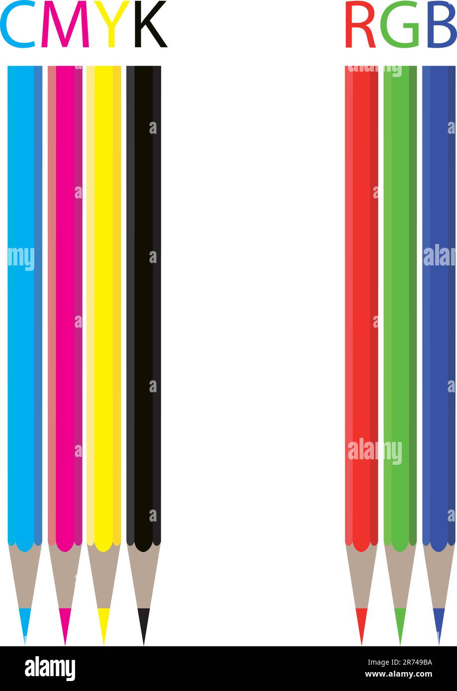 Pencils color CMYK and RGB Stock Vector