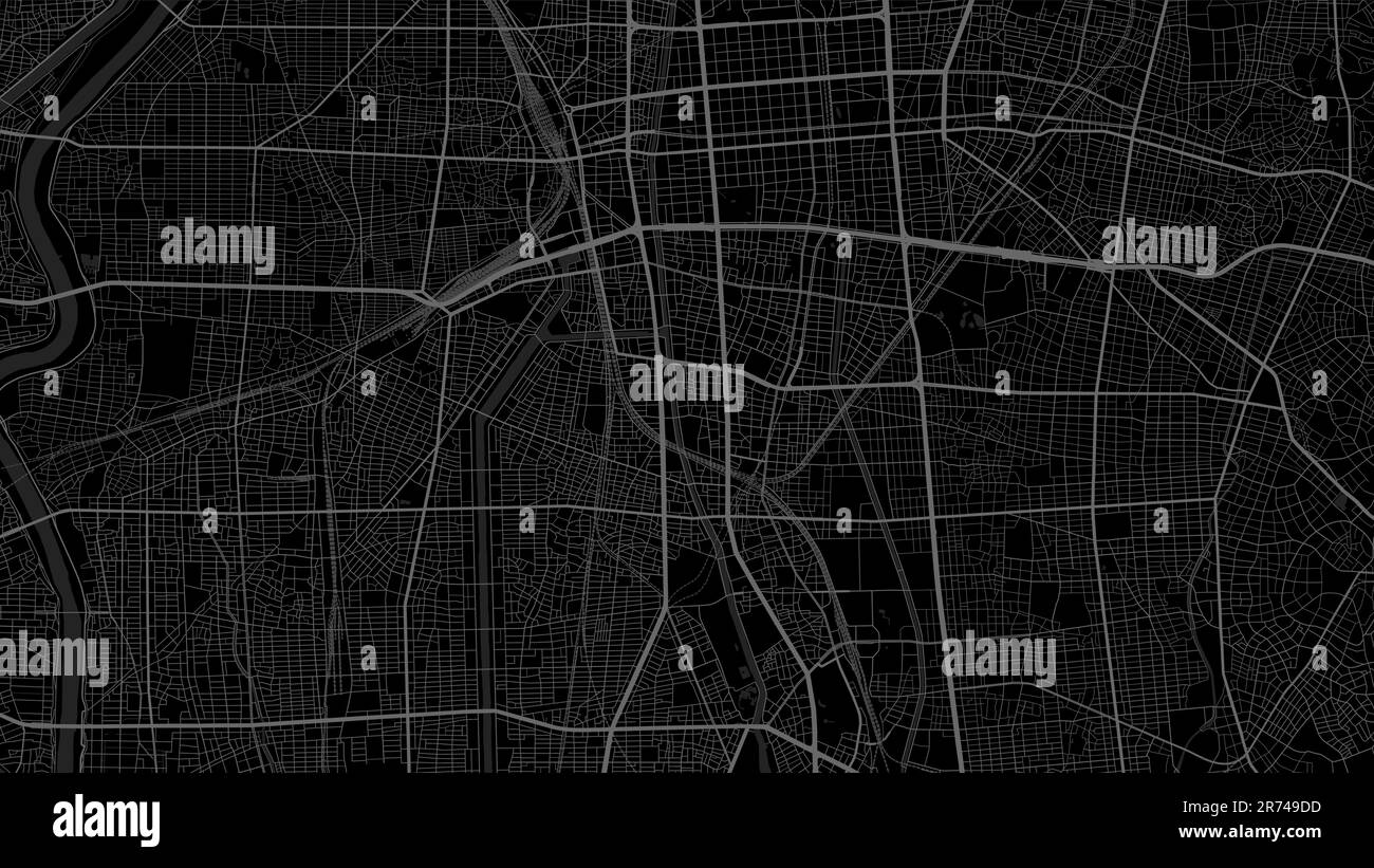 Map of Nagoya city. Urban black and white poster. Road map image with ...