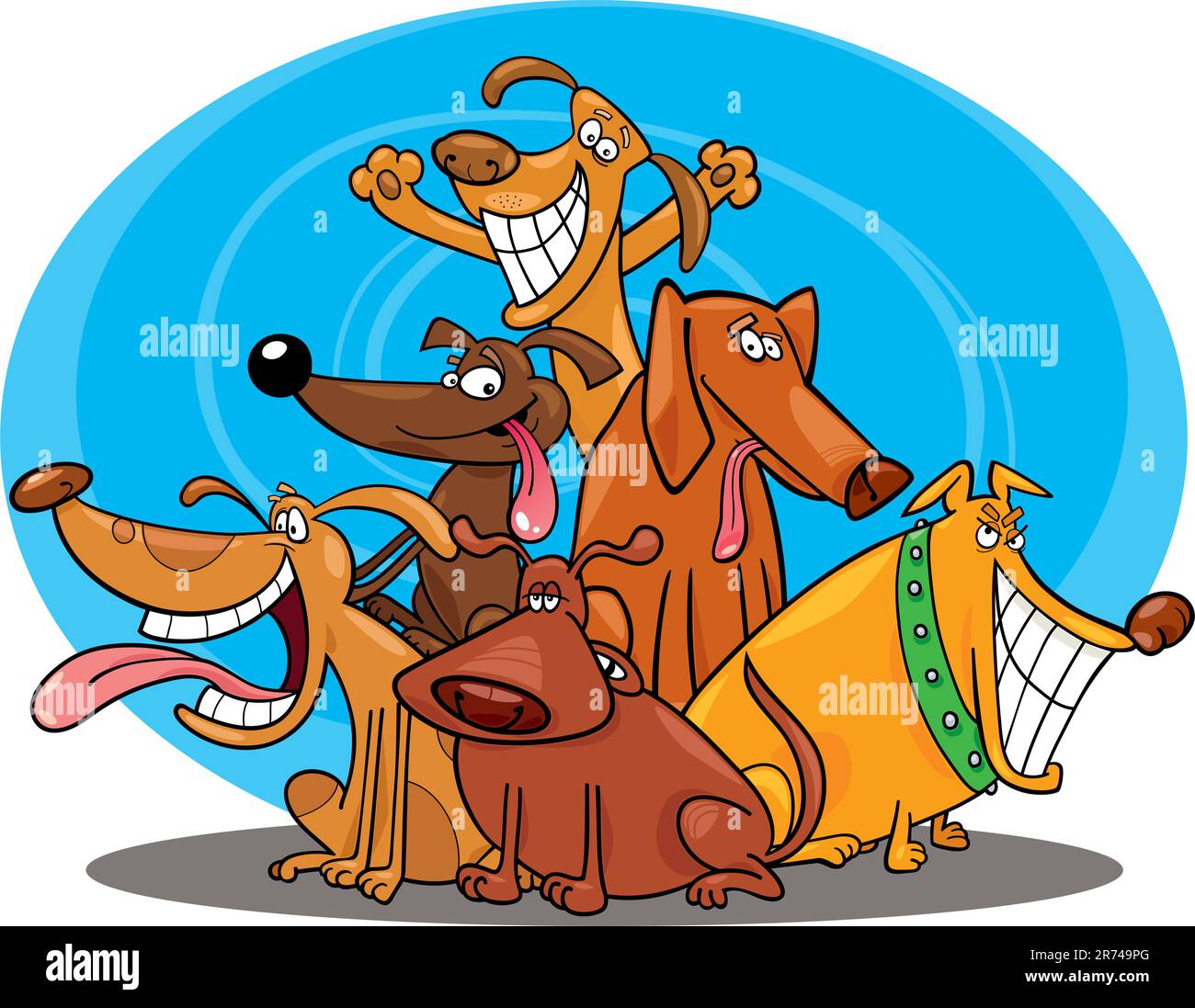 cartoon illustration of funny dogs group Stock Vector