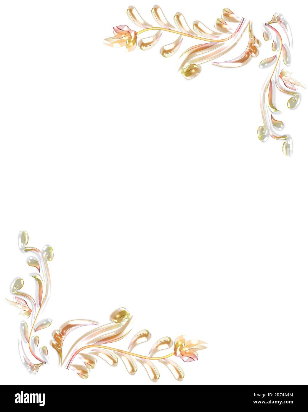 glossy colorful floral and petal arrangement as frame border Stock