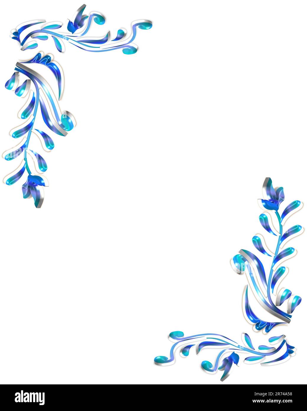 blue flower corner border