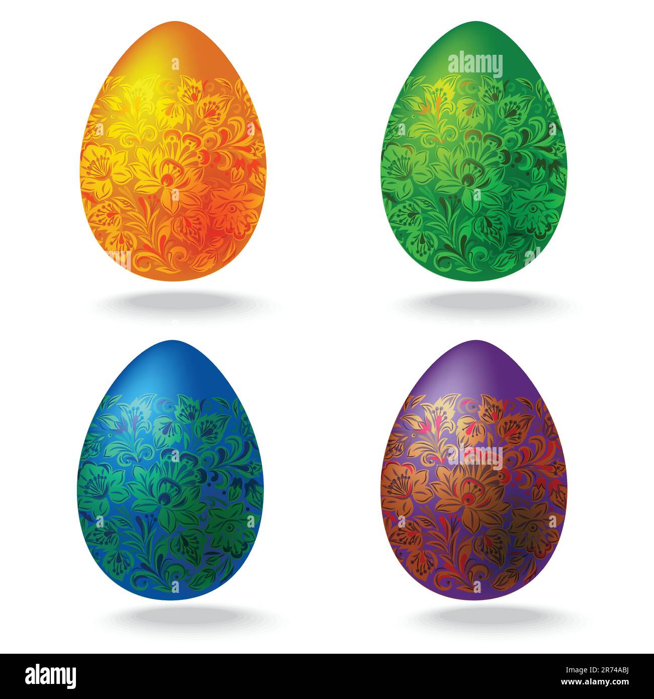 Easter egg collection isolated on a white background Stock Vector Image ...