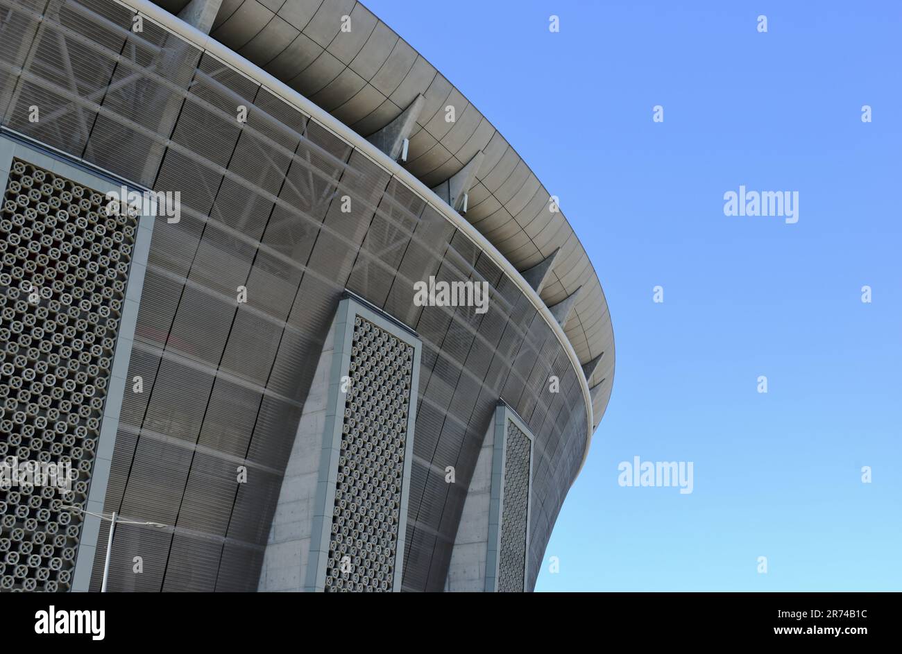 detail of the Puskas soccer stadium, sport center in Budapest. concrete ...