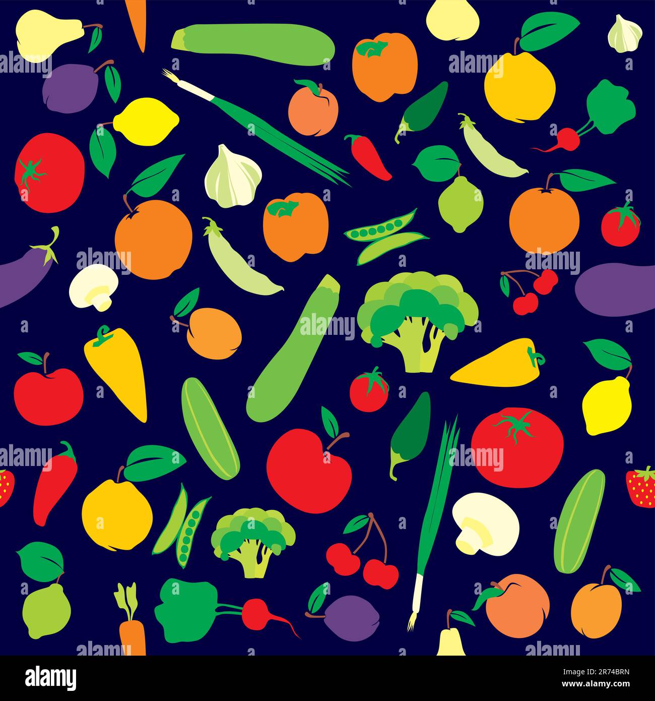 fully editable vector seamless pattern fruits and vegetables Stock ...