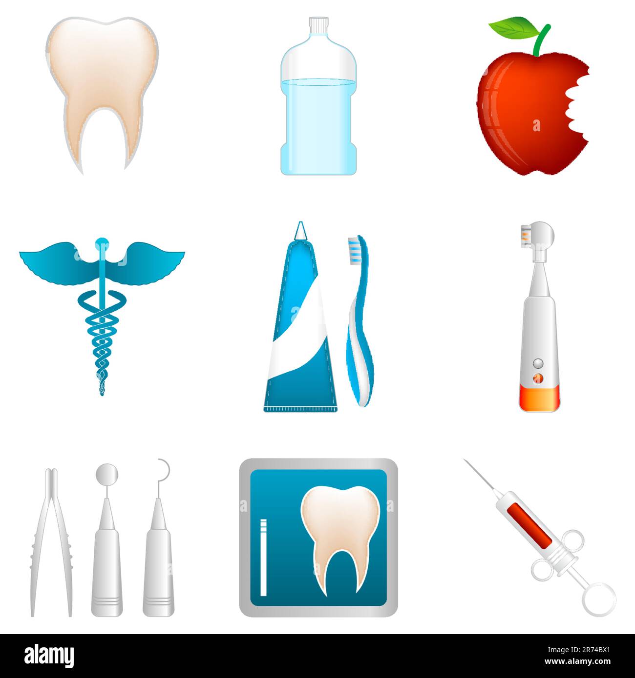 illustration of dental icons on white background Stock Vector Image ...