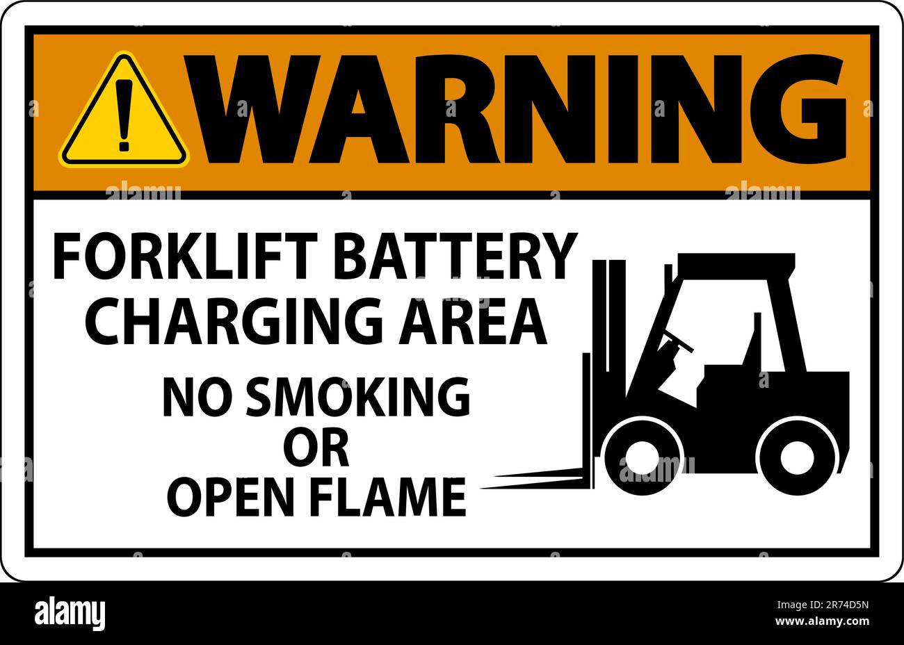 Warning Sign Forklift Battery Charging Area, No Smoking Or Open Flame ...