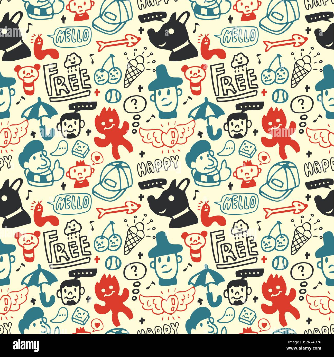 Funny creatures collection. Seamless pattern. Vector illustration Stock ...