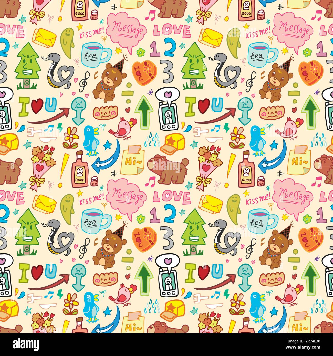 seamless cute cartoon Stock Vector Image & Art - Alamy