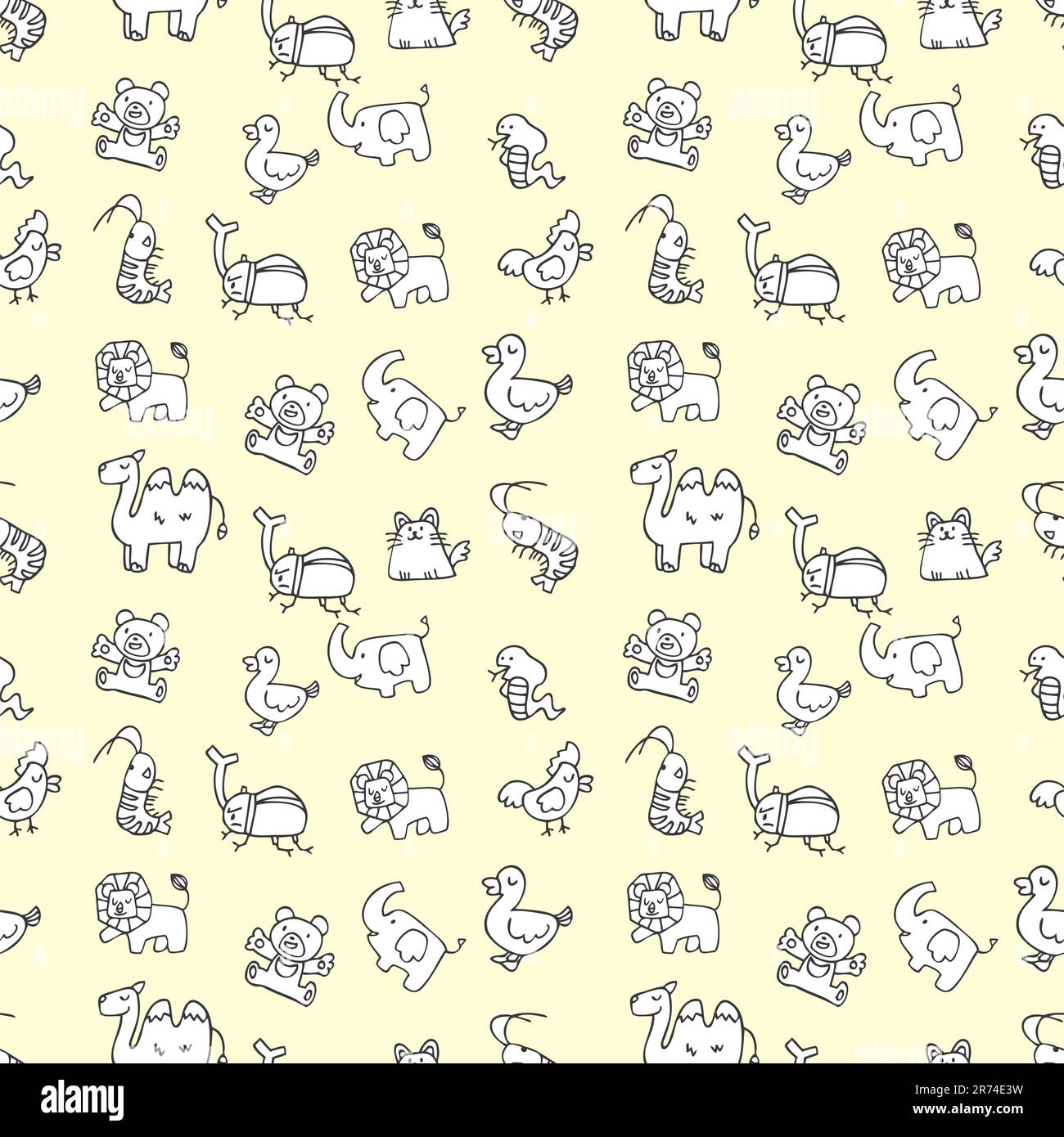 seamless cute animals pattern,vector illustration Stock Vector