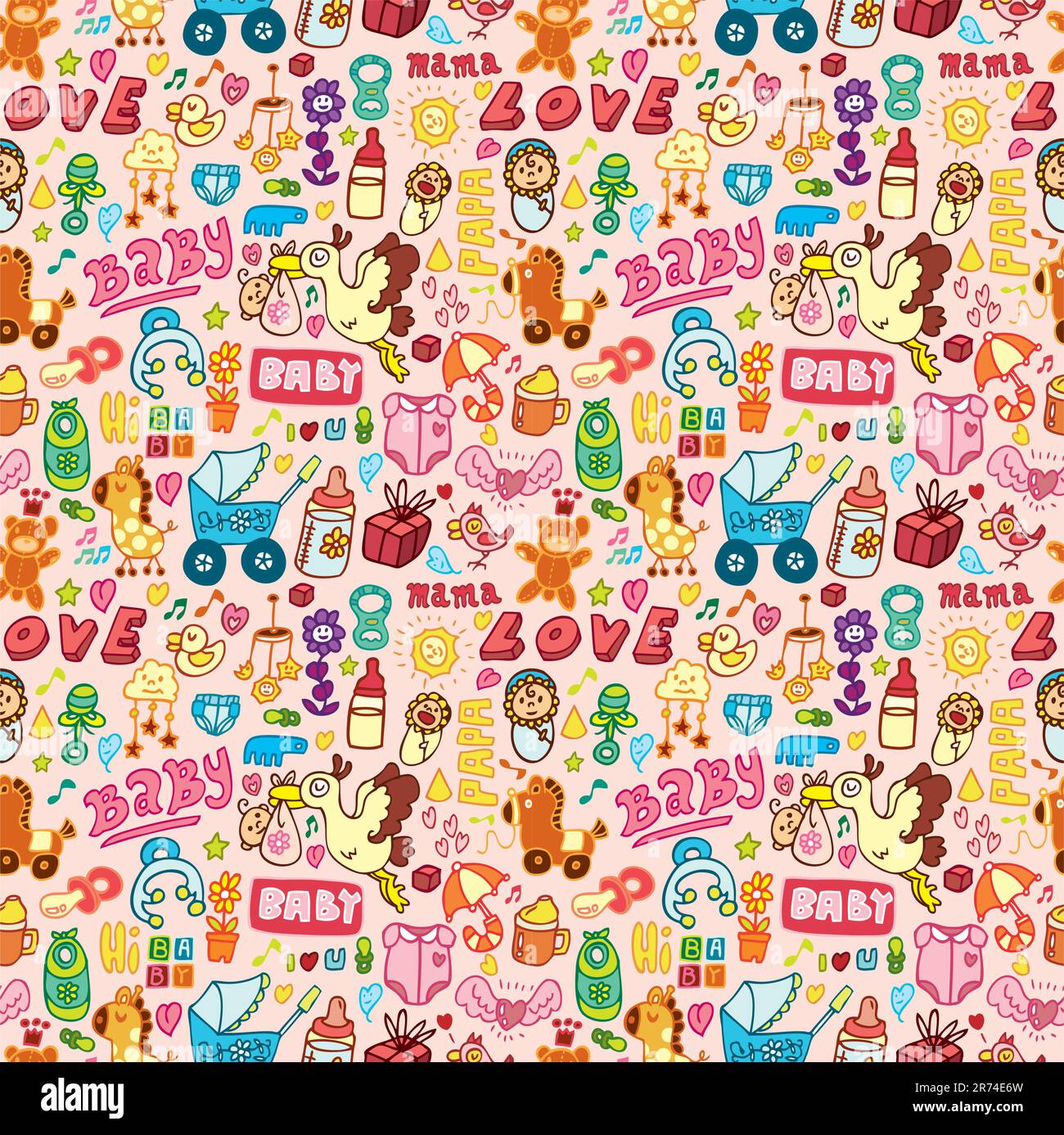 cartoon baby seamless pattern Stock Vector Image & Art - Alamy