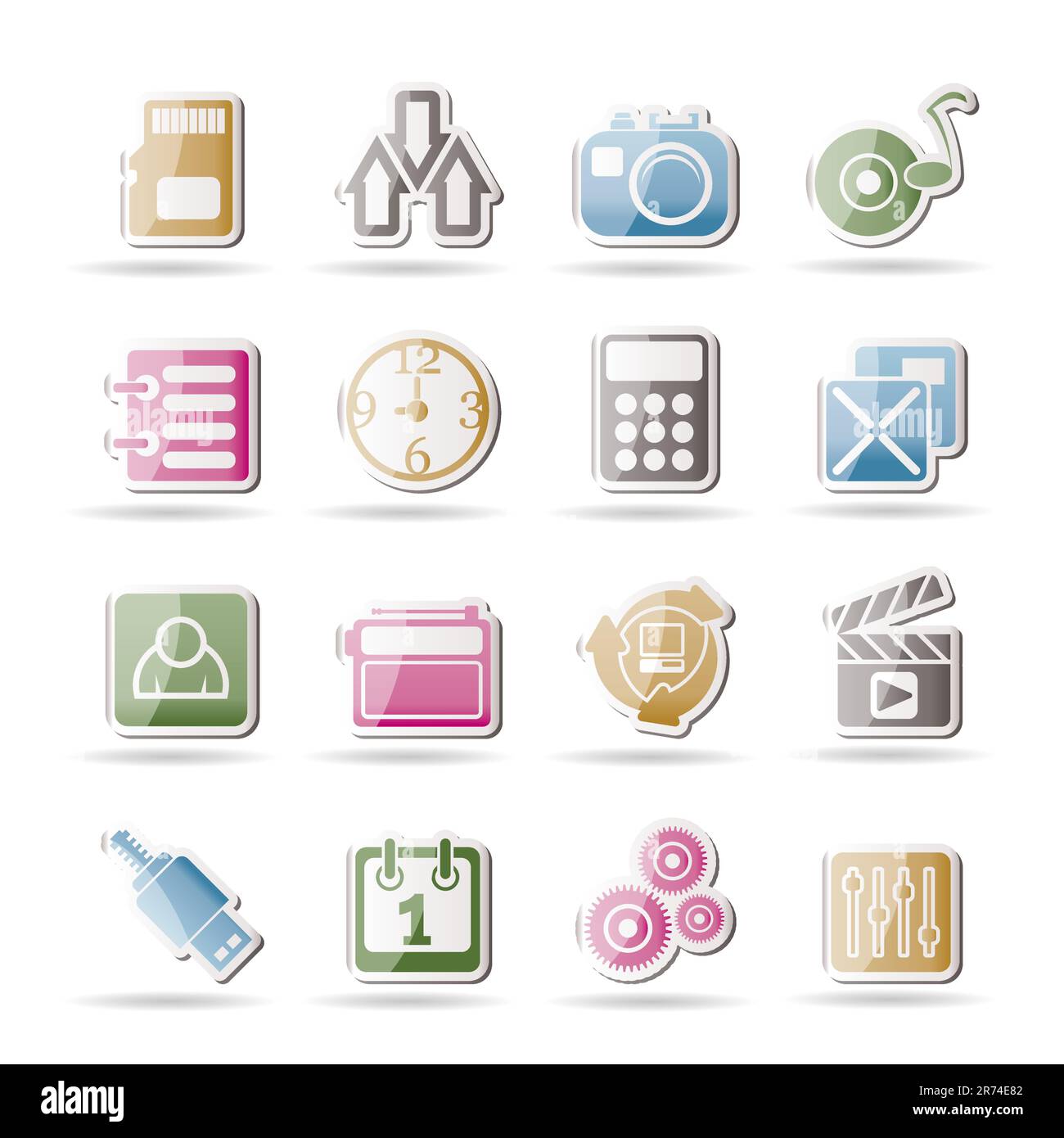 phone performance, internet and office icons - vector icon set Stock Vector