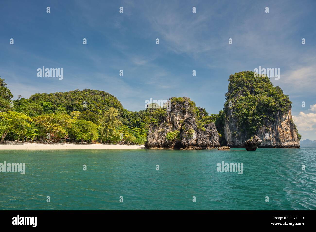 Tropical islands high angle view with ocean blue sea water at Koh Hong Island, Krabi Thailand nature landscape Stock Photo