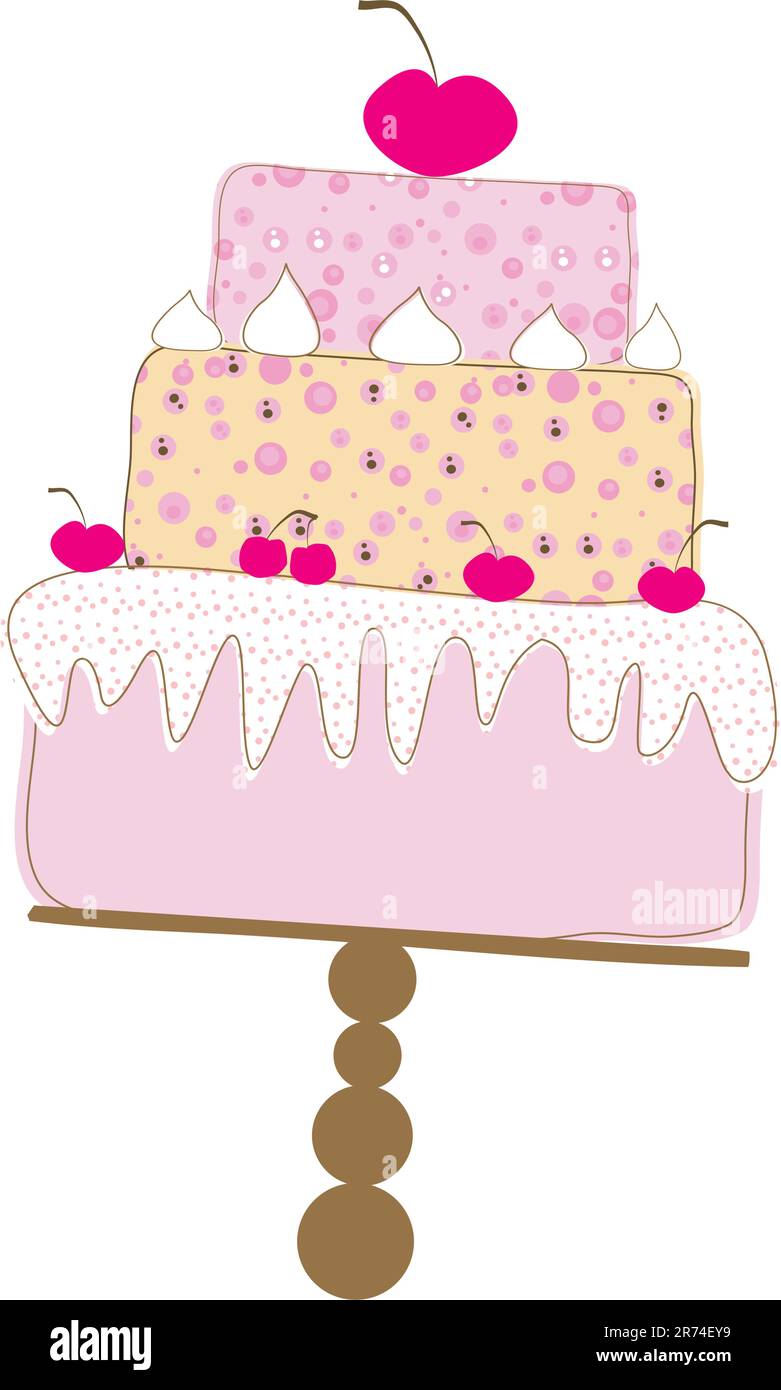 Tiered Wedding Cake With Love. Vector Illustration Stock Vector Image ...