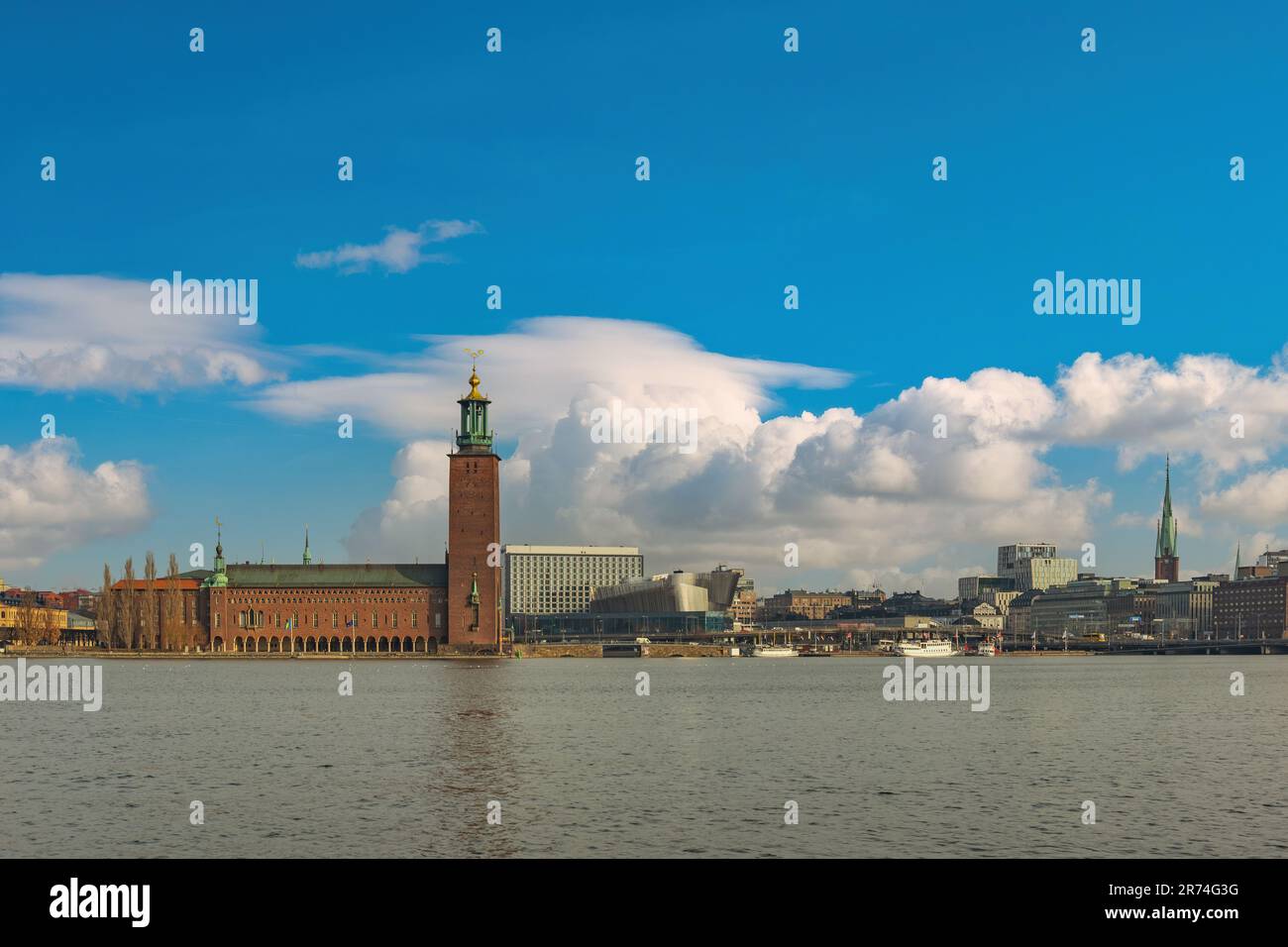 Stockholm Sweden, city skyline at Stockholm City Hall and new town Stock Photo