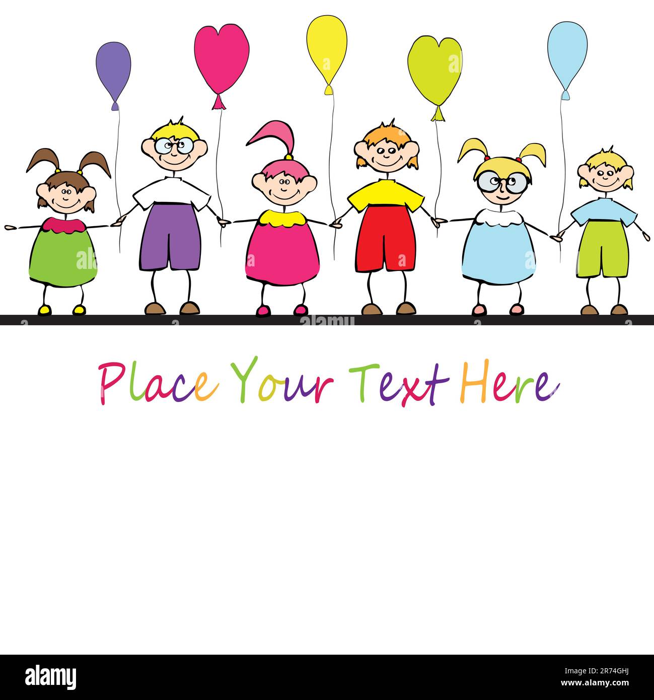 happy kids playing. vector illustration Stock Vector Image & Art - Alamy