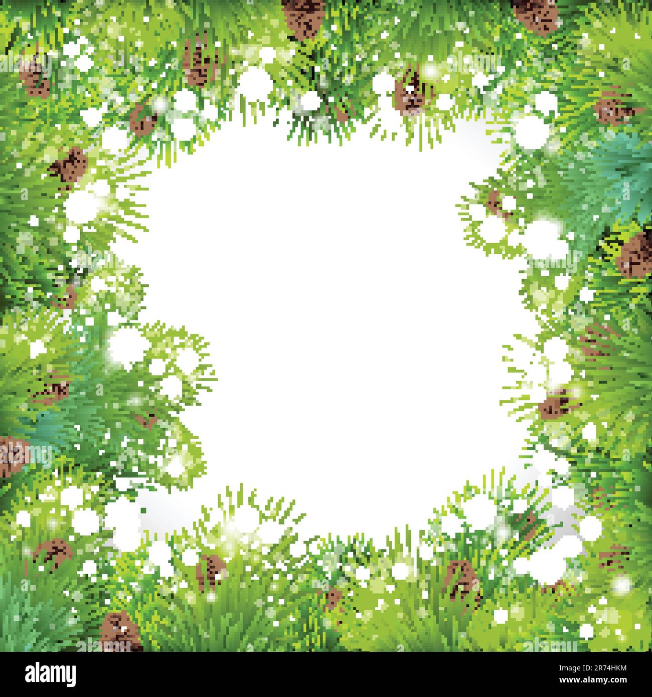 christmas background with christmas tree. Vector frame with green fir ...