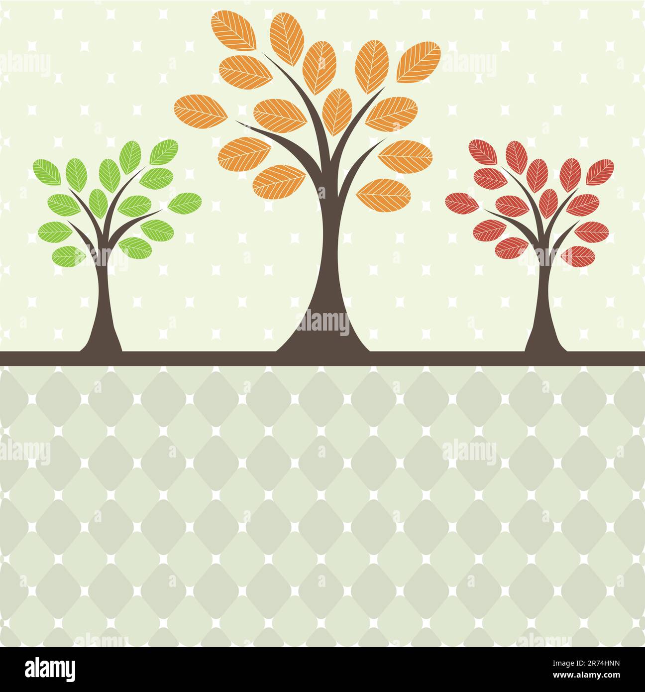 card design with stylized trees and text. vector illustration card ...