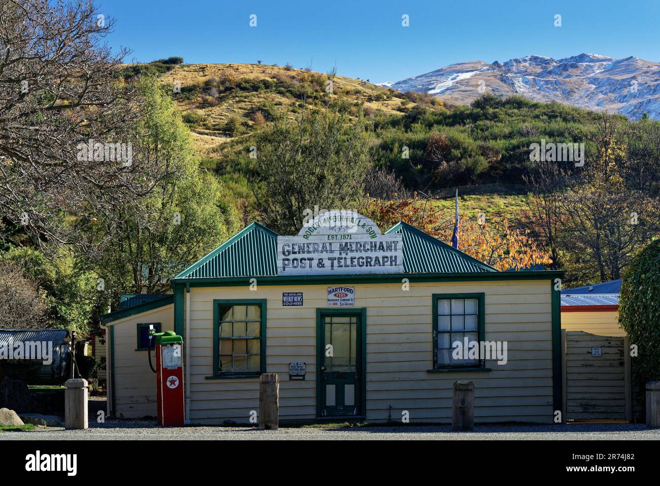 Cardrona, Otago / Aotearoa / New Zealand - May 13, 2021: the old general merchant shop and post and telegraph office. Stock Photo