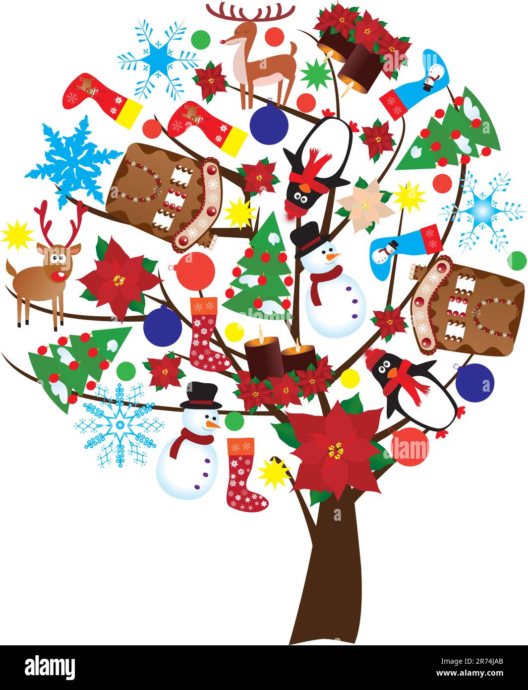 vector illustration of tree with christmas elements Stock Vector Image ...