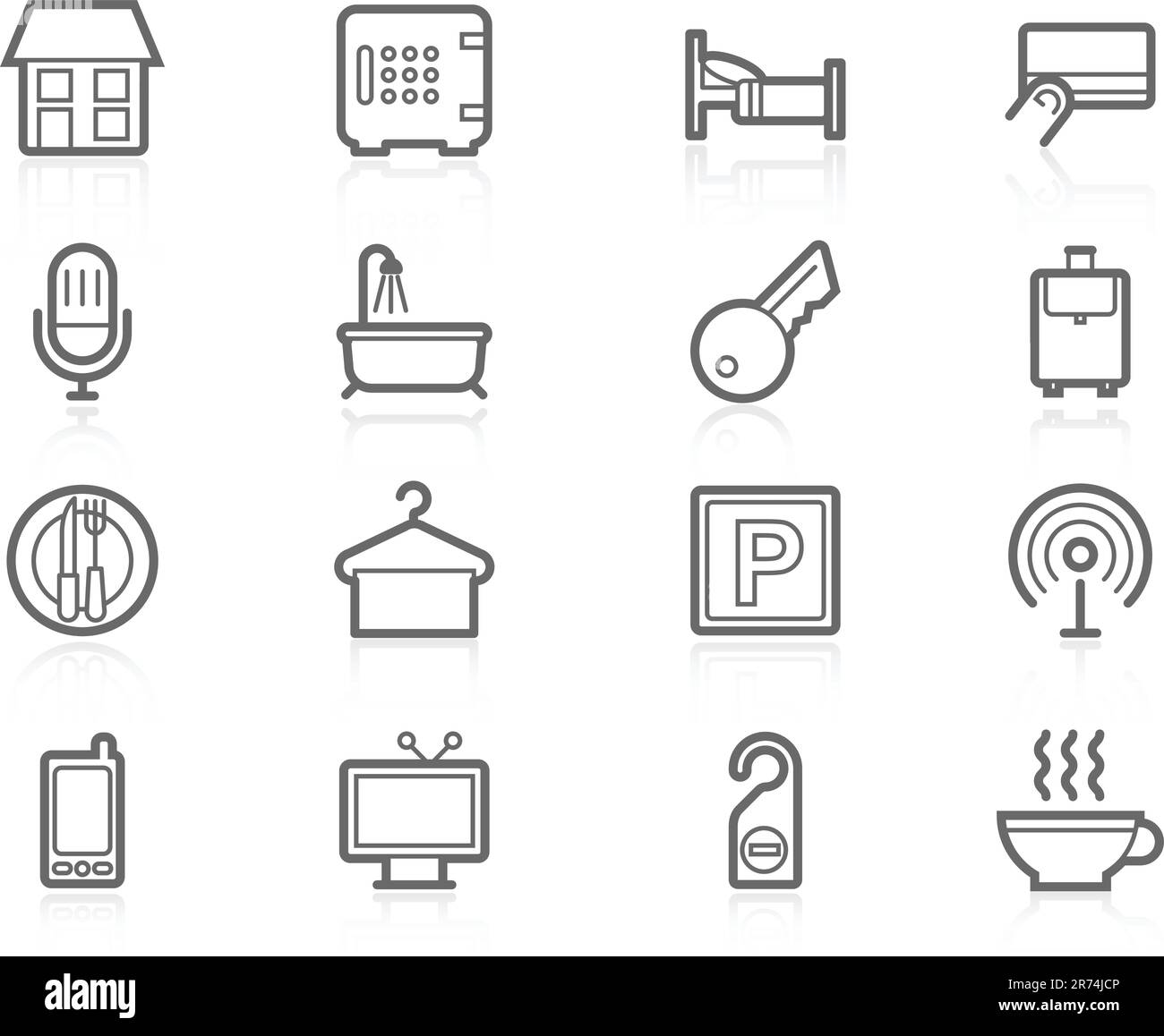 Icon set - Hotel accommodation amenities and services Stock Vector